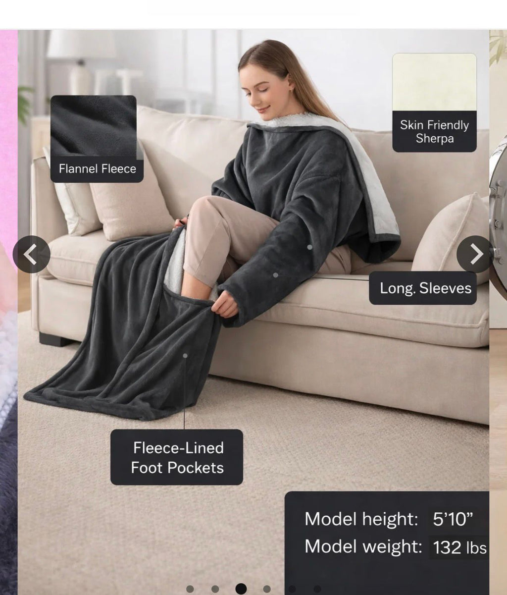 ThermaHug™ Smart Heated Blanket with Sleeves & Foot Pocket”